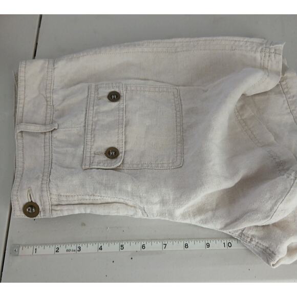 INC Beige Linen Chino Shorts Women 12 Casual Beach Comfy Breathable Minimalist - Picture 7 of 9